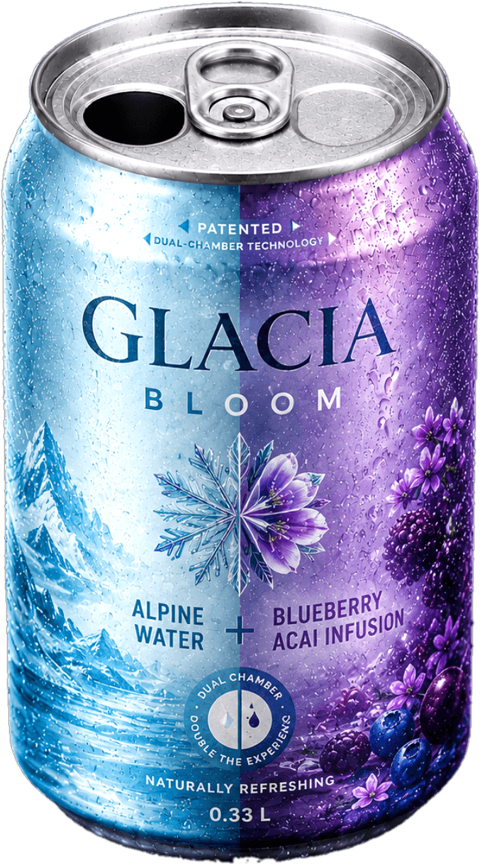 Invented functional dual-chamber blueberry wellness mockup can