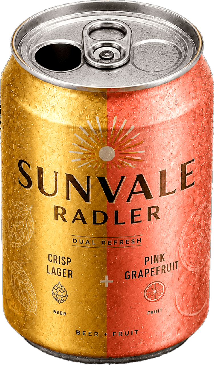 Invented Sunvale Radler dual-chamber mockup-crisp lager and pink grapefruit